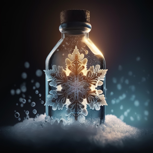 Glassbottle with snowflake