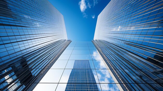 GlassEncased Skyscrapers Framed by Azure Sky