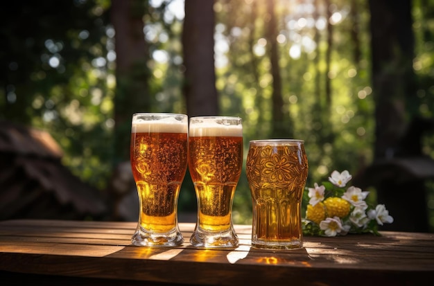 Glasses of beer at the beer festival