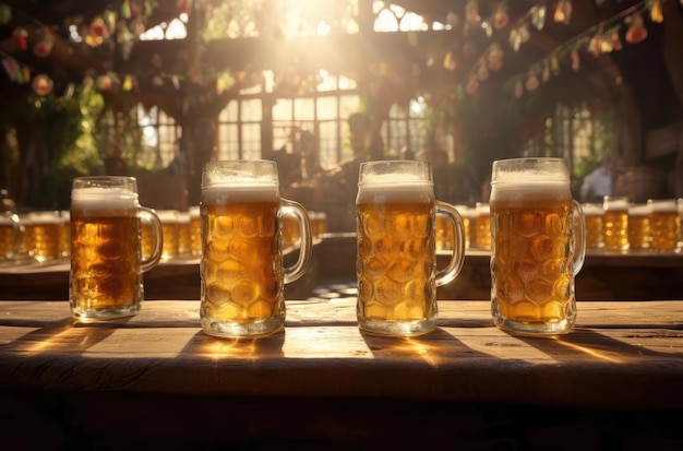 Glasses of beer at the beer festival