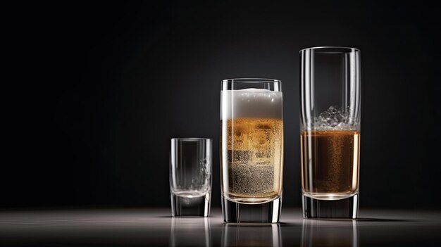 Premium AI Image | Glasses of beer black and white
