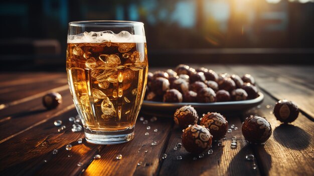 glasses of beer on a wooden table