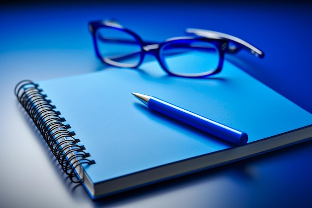 Glasses and book on the table with cityscape background business and education concept