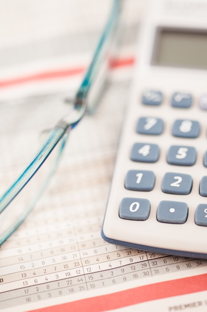 Glasses and calculator