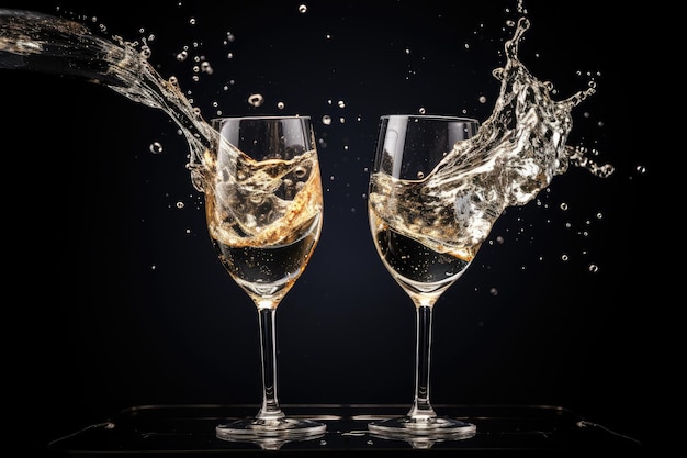 Glasses of champagne on New Year Generative AI