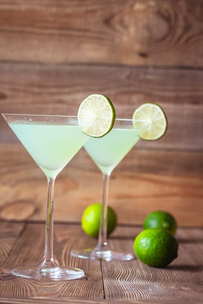 Glasses of classic daiquiri cocktails