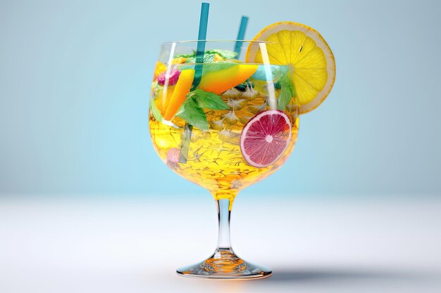 Photo glasses of cold cocktails on color background