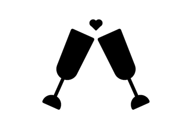 Glasses flat icon valentines day symbol black glyph sign artwork