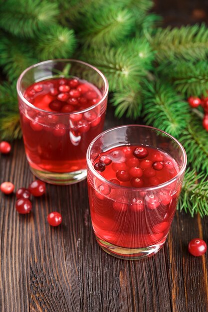 Glasses of fresh cranberry drink