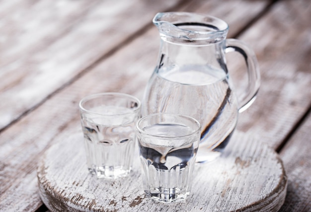 Glasses and jug of cold water