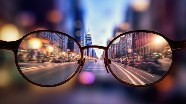 Glasses make the world around you brighter blurry background