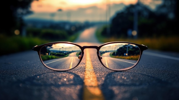 Glasses make the world around you brighter blurry background