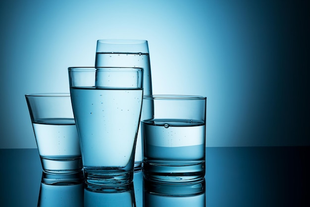 Glasses of mineral water