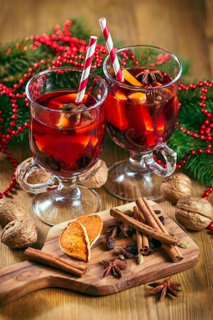 Glasses of mulled wine 