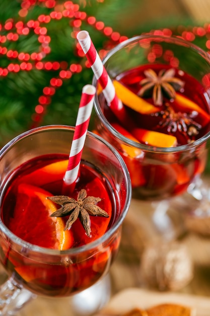 Glasses of mulled wine 