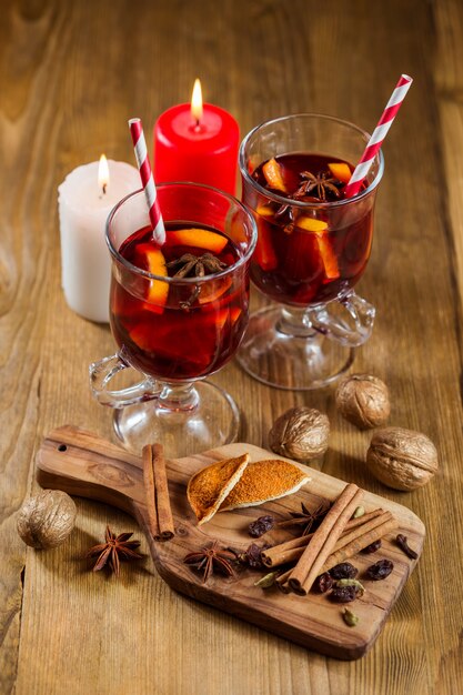 Glasses of mulled wine 