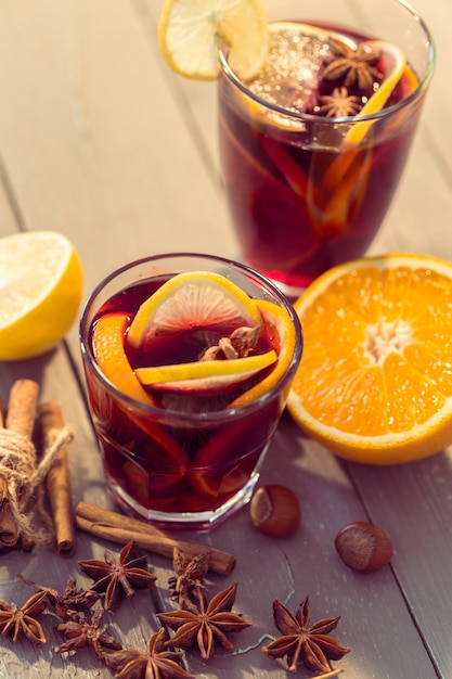 Glasses of mulled wine