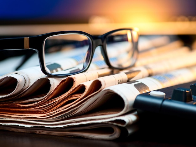 Glasses on newspapers