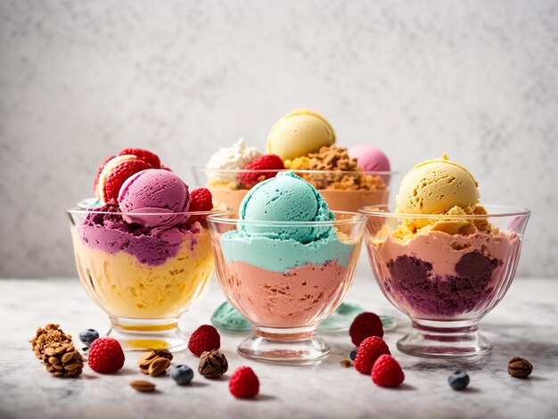 Glasses Overflowing with Vibrant Ice Cream