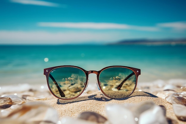 Glasses protect your eyes from uv rays while on holiday at the beach