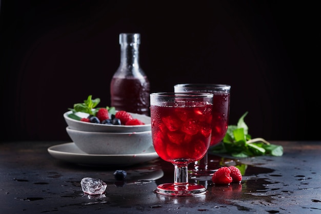 Glasses of a red berry juice