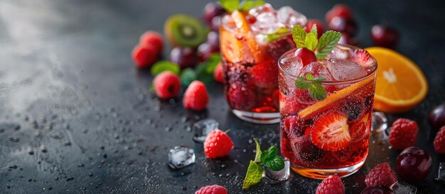 Glasses of Sangria With Fruit