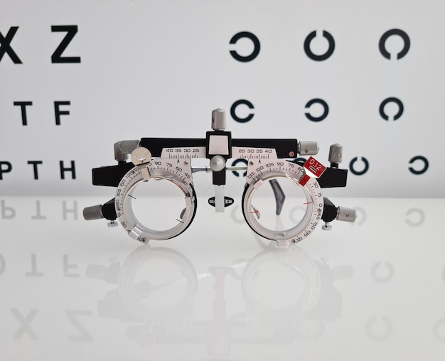 Glasses for selection of lenses in frame at ophthalmologist