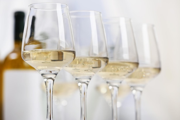 Glasses of white wine closeup