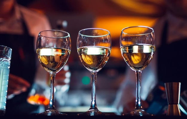 Glasses of wine on the counter