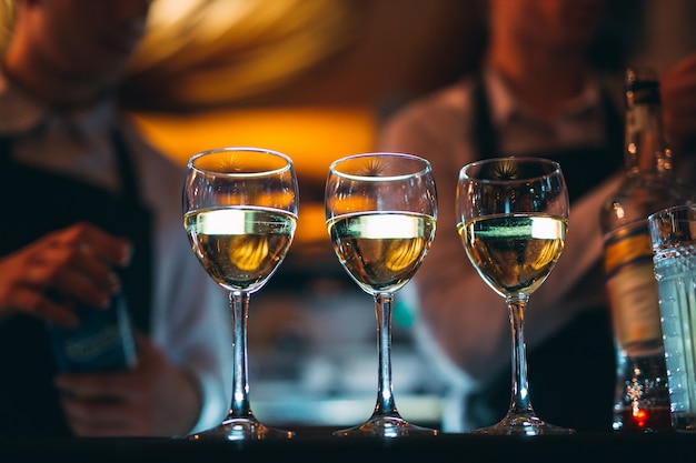 Glasses of wine on the counter