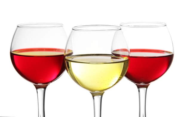 Glasses of wine isolated on white