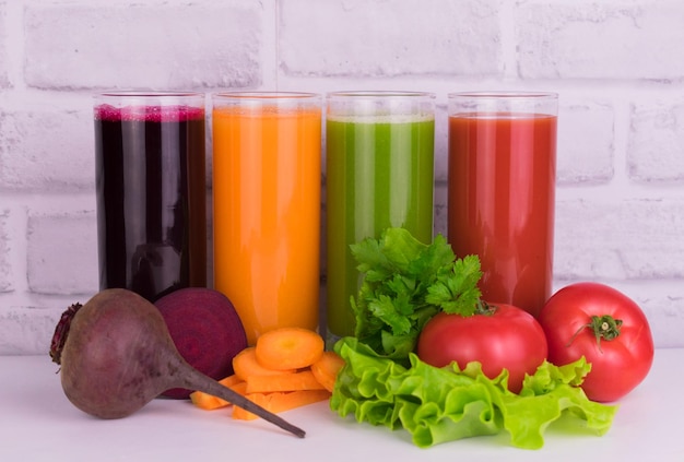 Glasses with vegetable juices Diet detox