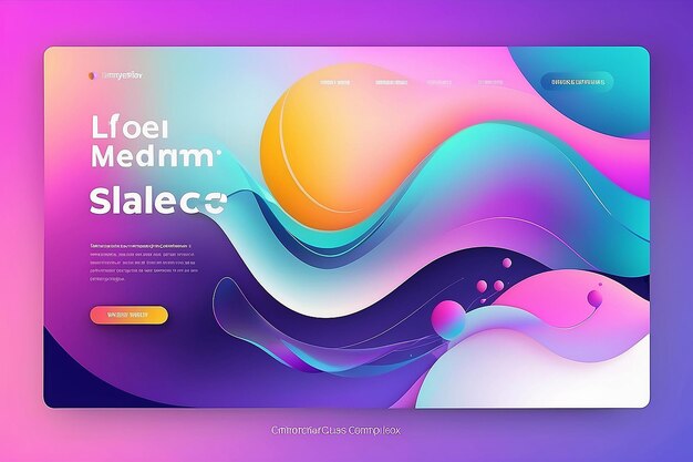 Photo glassmorphism website modern landing page template with liquid gradient