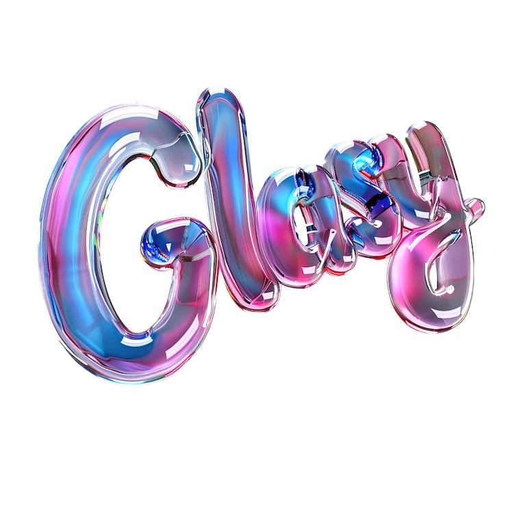 Photo glassy pink and blue glasy for logo in the style of neumorphism soft natural lighting simple and ele