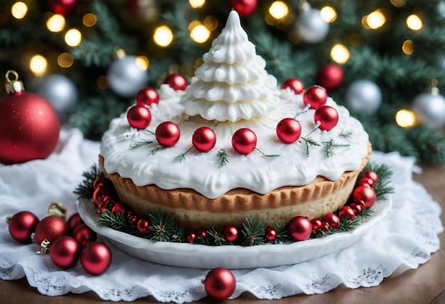 Glaze pie decorated Christmas trees Generative AI