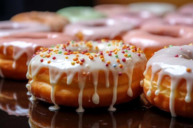 Foto donut smaltato dalla panetteria un regalo perfetto per la dolcezza