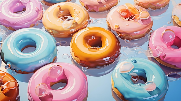 Glazed Donuts on a glass table