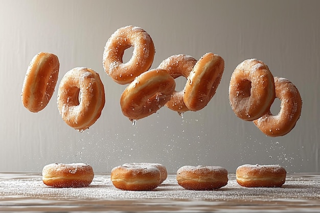 Glazed donuts in motion