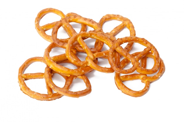 Glazed and salted pretzels isolated