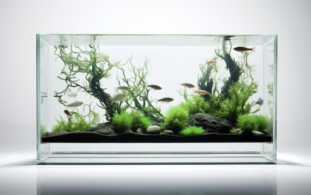 glazen aquarium 3d op witte achtergrond