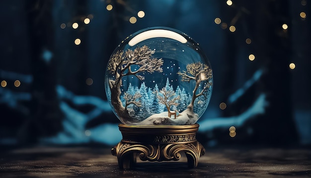 Glazen bal met een prachtig winterlandschap kerstmis en nieuwjaar concept