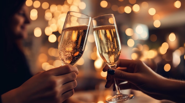 Glazen champagne op lichte achtergrond met bokeh effect