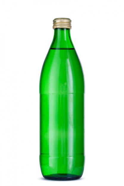 Glazen fles mineraalwater met dop geïsoleerd