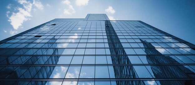 Foto glazen gebouwen met bewolkte blauwe achtergrond generatieve ai