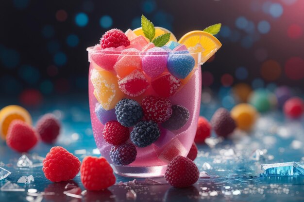 Foto glazen zoete, smakelijke drank met door ai gegenereerd fruit