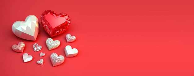 Gleaming 3d heart diamond and crystal illustration for valentine39s day banner