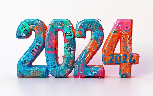 Gleaming 3D Wishes for New Year 2024