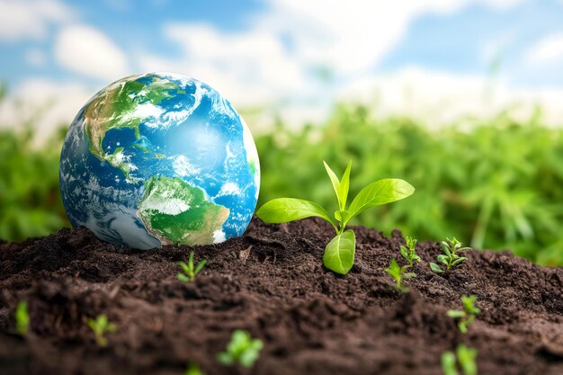 Gleaming Earth Resting on Fertile Soil Symbolizing Environmental Hope