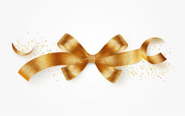 Photo gleaming elegance gold ribbon sparkles on a white or clear surface png transparent background