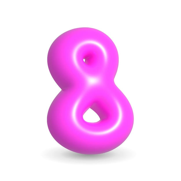 Photo gleaming fuchsia balloon number eight 3d realistic design element for anniversary